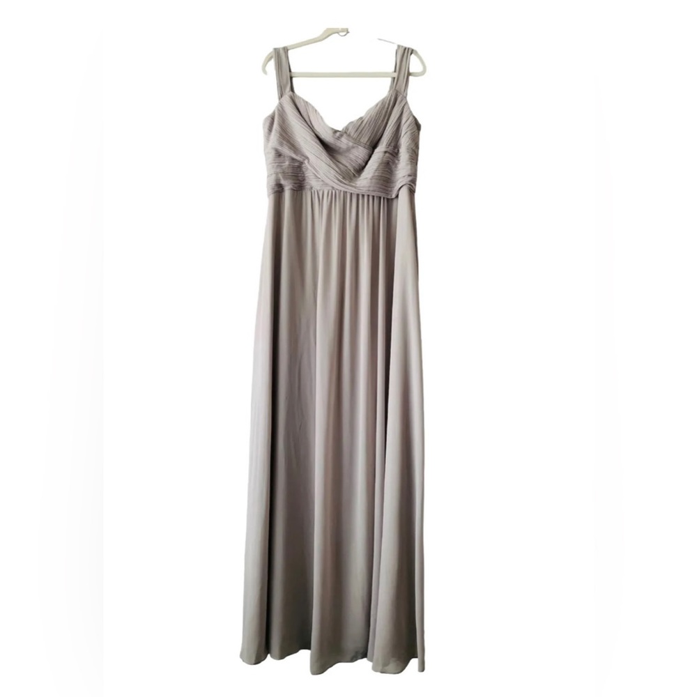 Bill Levkoff Chiffon Maxi Dress Women Sz 18 Gray Formal Bridesmaid Prom Wedding